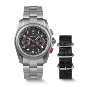voyager chronograph titanium mechanical field watch, 100m water resistant | grey/bracelet