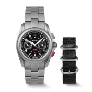 voyager chronograph titanium mechanical field watch, 100m water resistant | black/bracelet