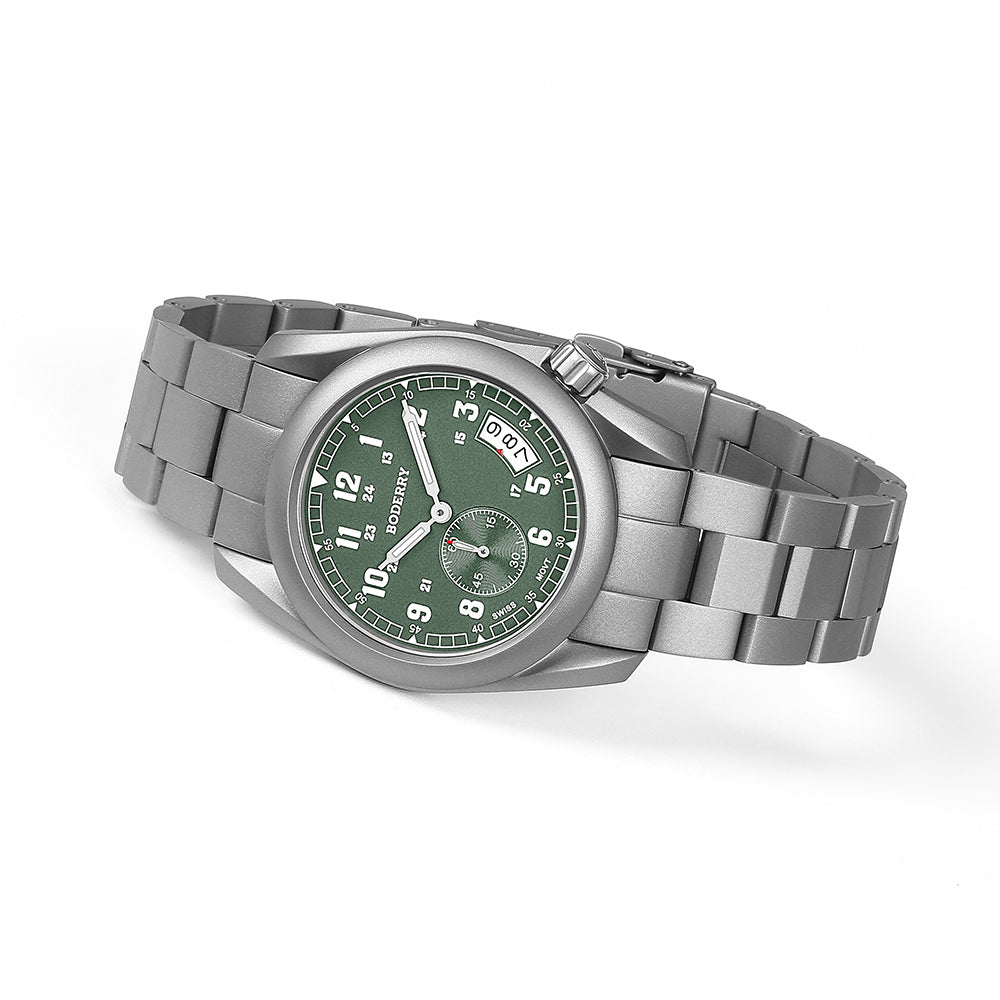 voyager 38 100m waterproof titanium field watch | green bracelet voyager 38 100m waterproof titanium field watch | green bracelet