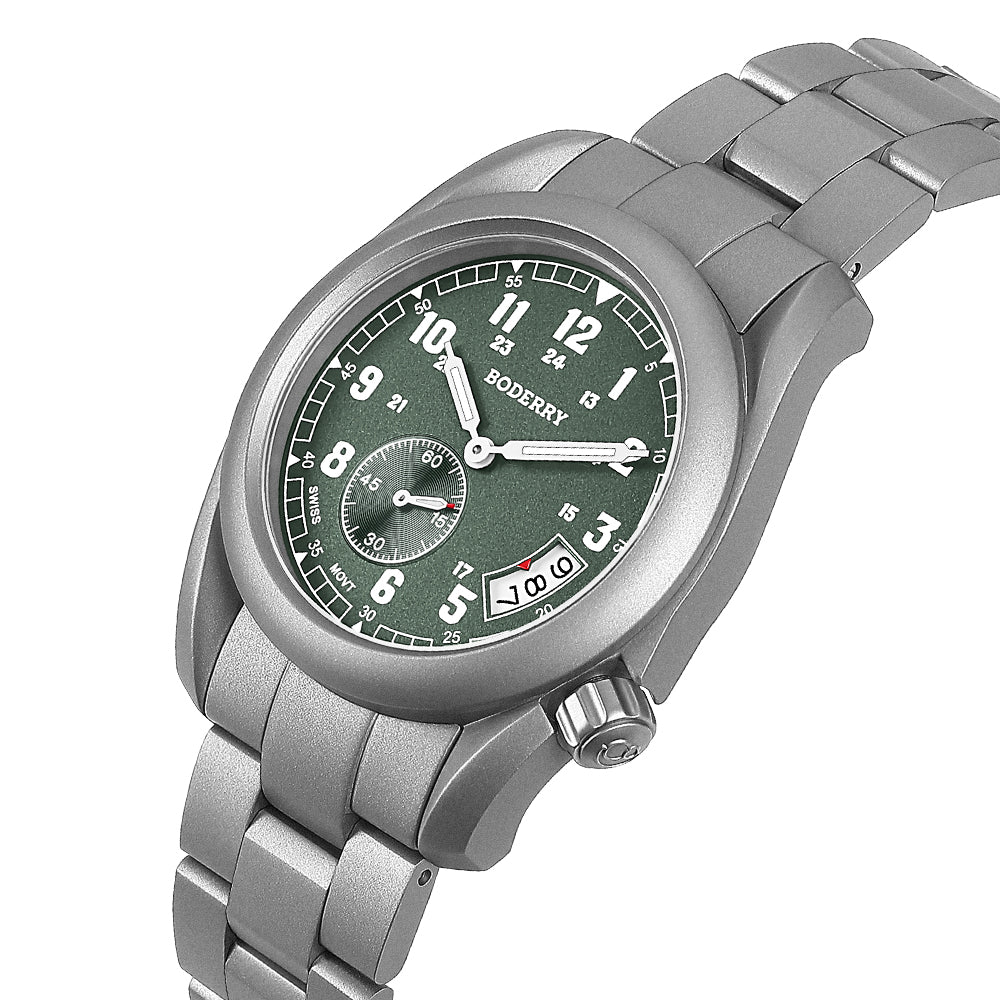 voyager 38 100m waterproof titanium field watch | green bracelet voyager 38 100m waterproof titanium field watch | green bracelet
