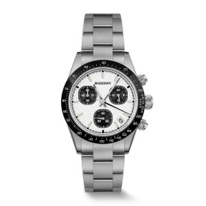 goldace 100m wr titanium mecha quartz chronograph watch | white