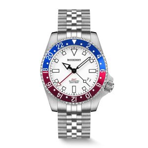 admiral gmt 200m waterproof titanium automatic diver watch | white