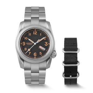 voyager 100m waterproof titanium automatic field watch | volcanic gray bracelet