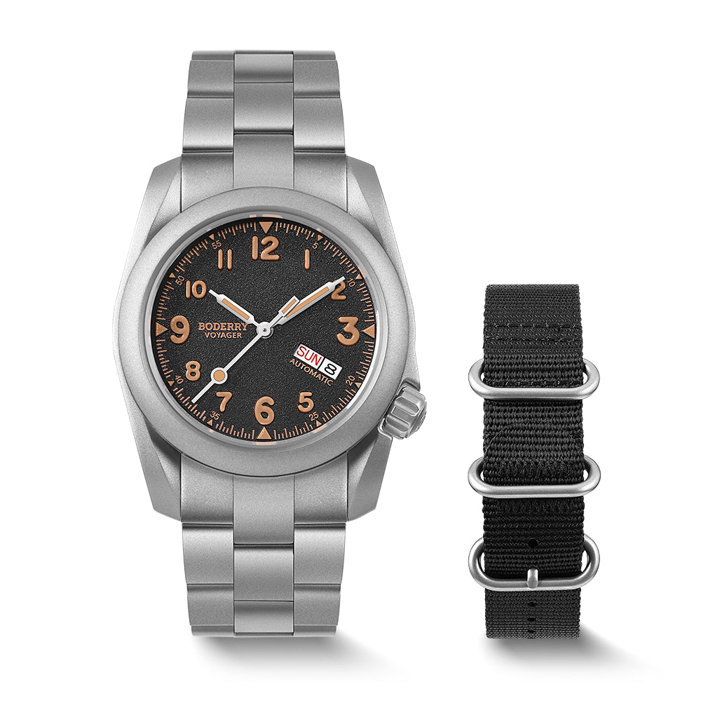 voyager 100m waterproof titanium automatic field watch | volcanic gray bracelet voyager 100m waterproof titanium automatic field watch | volcanic gray bracelet